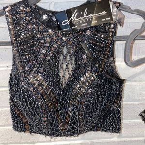 Two piece black prom dress